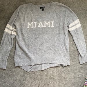Gray and White 100% Cashmere Sweater